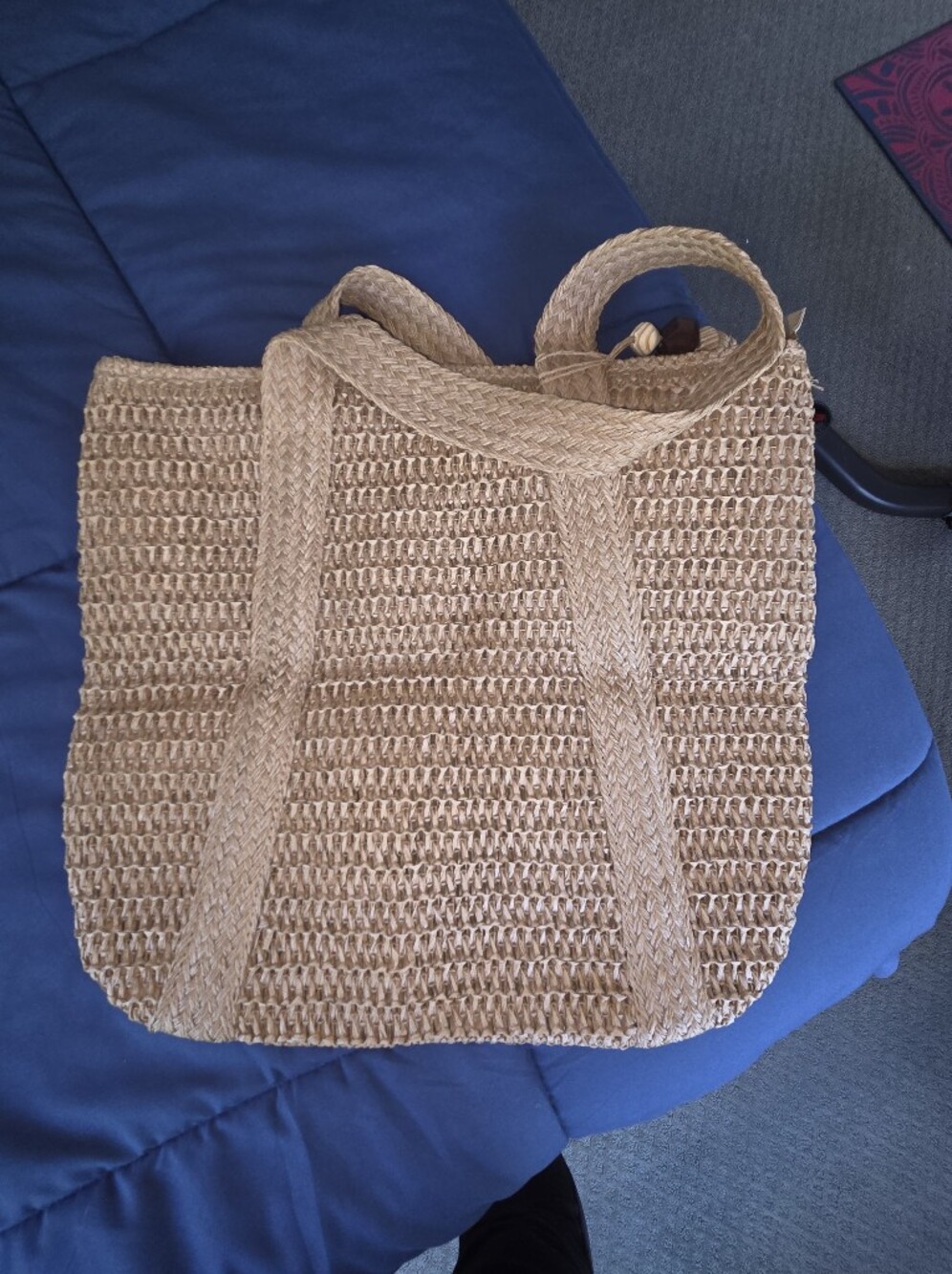 Woven Straw Tote Bag in Natural Beige - Picture 2 of 4